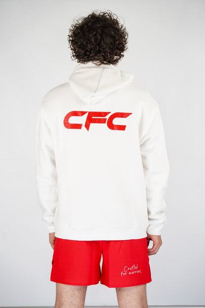 CFC Hoodie – Sokakta Şıklık, Ringde Ruh (Beyaz)