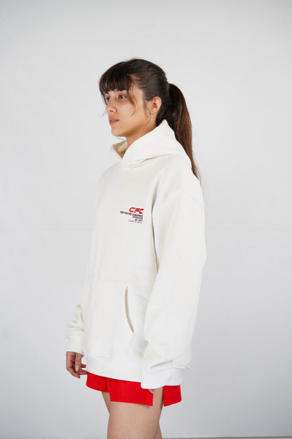 CFC Hoodie – Sokakta Şıklık, Ringde Ruh (Beyaz)