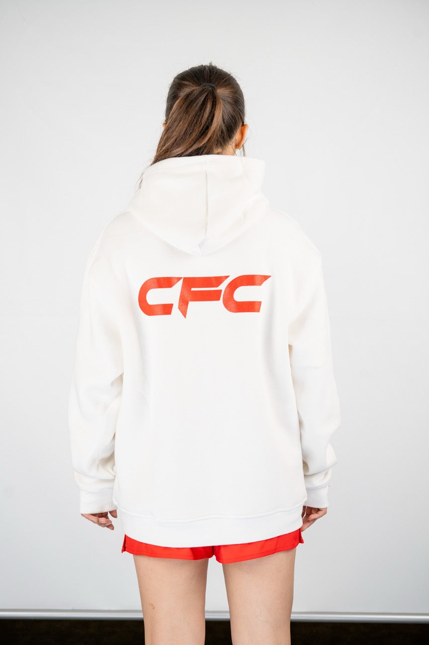 CFC Hoodie – Sokakta Şıklık, Ringde Ruh (Beyaz)